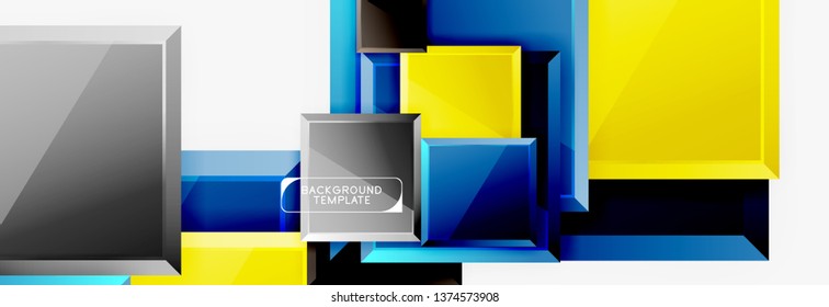 Minimal square banner abstract background, 3d modern effect