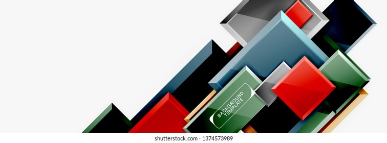Minimal square banner abstract background, 3d modern effect