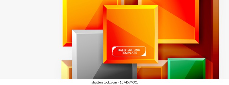 Minimal square banner abstract background, 3d modern effect
