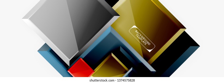 Minimal square banner abstract background, 3d modern effect