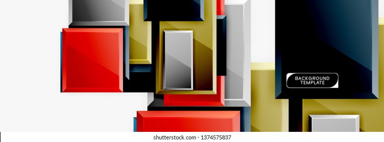 Minimal square banner abstract background, 3d modern effect