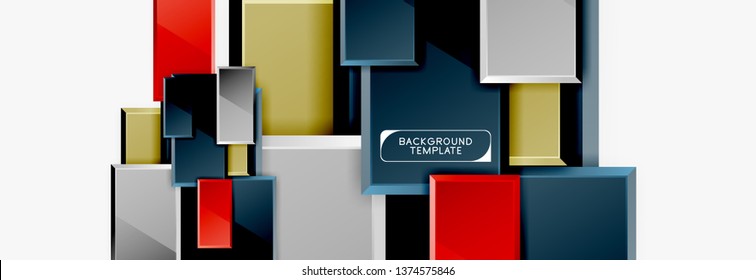 Minimal square banner abstract background, 3d modern effect