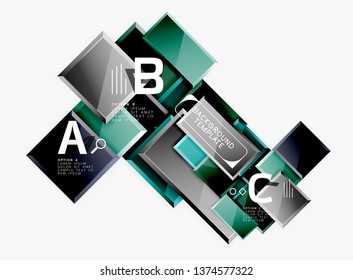 Minimal square banner abstract background, 3d modern effect