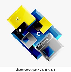Minimal square banner abstract background, 3d modern effect