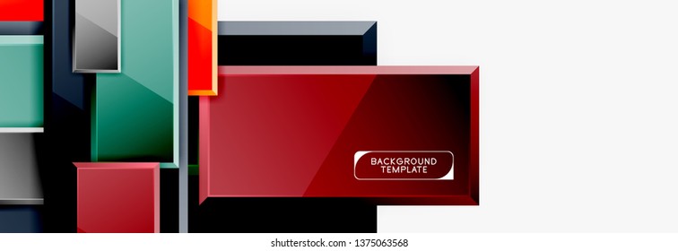 Minimal square banner abstract background, 3d modern effect