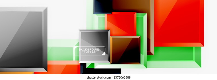 Minimal square banner abstract background, 3d modern effect