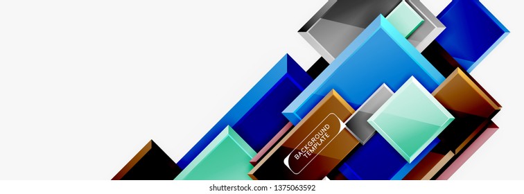 Minimal square banner abstract background, 3d modern effect