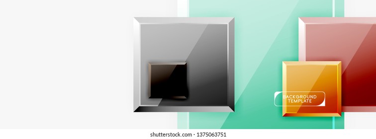 Minimal square banner abstract background, 3d modern effect