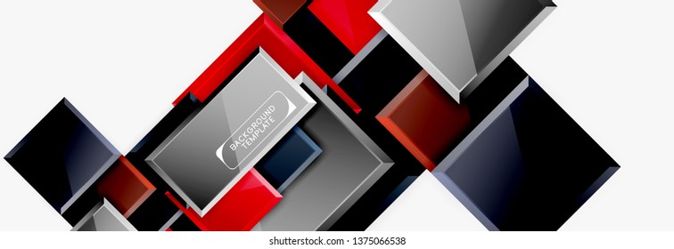 Minimal square banner abstract background, 3d modern effect