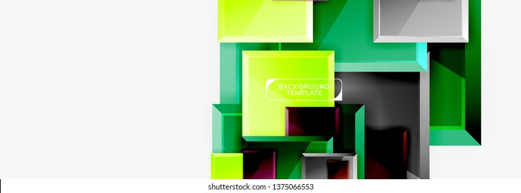 Minimal square banner abstract background, 3d modern effect