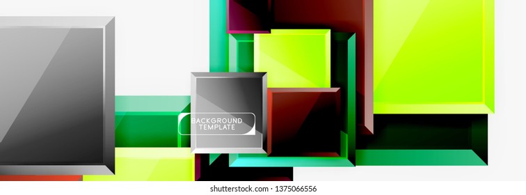Minimal square banner abstract background, 3d modern effect