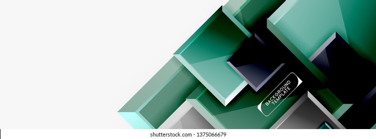 Minimal square banner abstract background, 3d modern effect