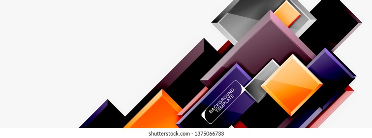 Minimal square banner abstract background, 3d modern effect