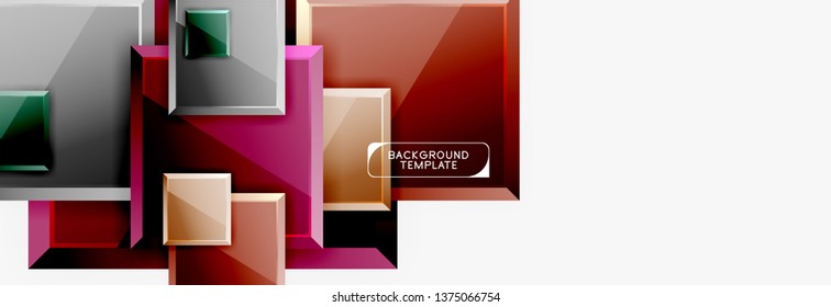 Minimal square banner abstract background, 3d modern effect