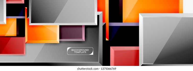 Minimal square banner abstract background, 3d modern effect