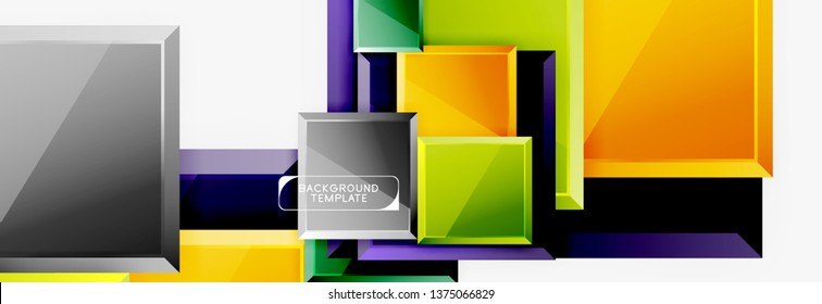 Minimal square banner abstract background, 3d modern effect
