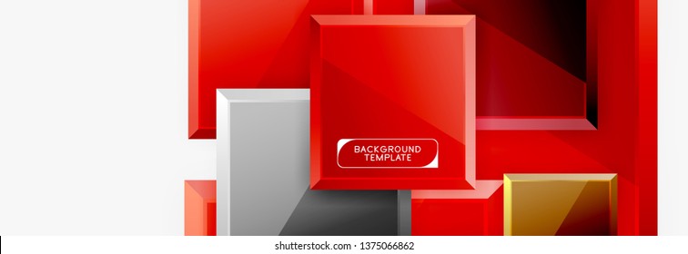 Minimal square banner abstract background, 3d modern effect