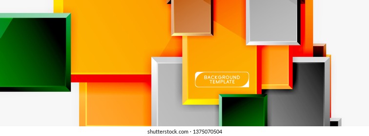 Minimal square banner abstract background, 3d modern effect