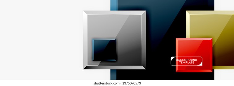 Minimal square banner abstract background, 3d modern effect