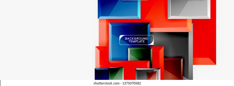 Minimal square banner abstract background, 3d modern effect