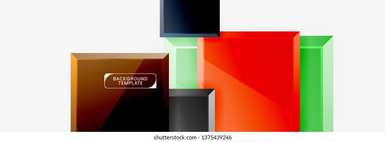 Minimal square banner abstract background, 3d modern effect