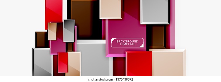 Minimal square banner abstract background, 3d modern effect