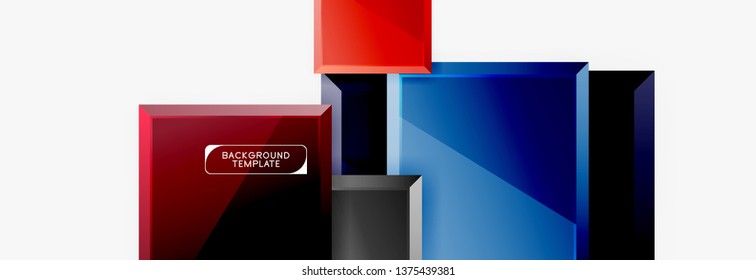 Minimal square banner abstract background, 3d modern effect