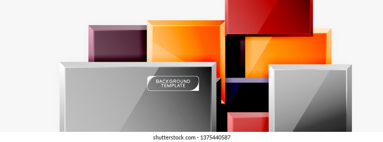 Minimal square banner abstract background, 3d modern effect