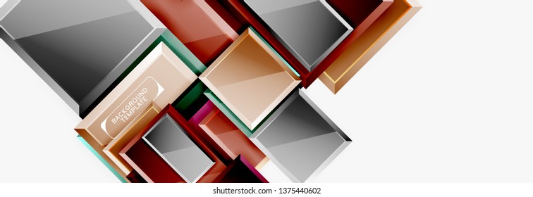 Minimal square banner abstract background, 3d modern effect
