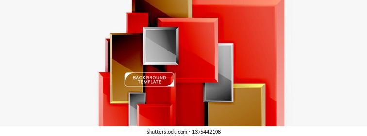 Minimal square banner abstract background, 3d modern effect