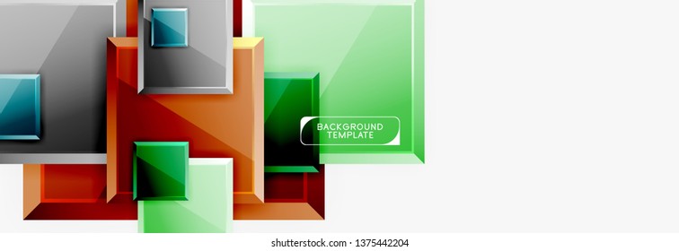 Minimal square banner abstract background, 3d modern effect