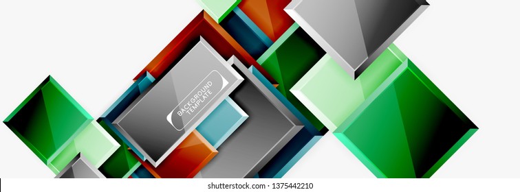 Minimal square banner abstract background, 3d modern effect