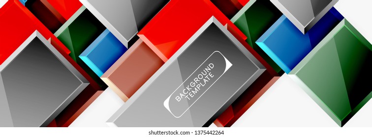 Minimal square banner abstract background, 3d modern effect