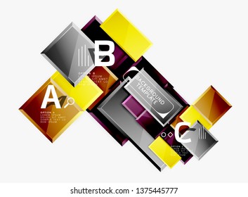 Minimal square banner abstract background, 3d modern effect