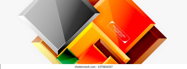 Minimal square banner abstract background, 3d modern effect