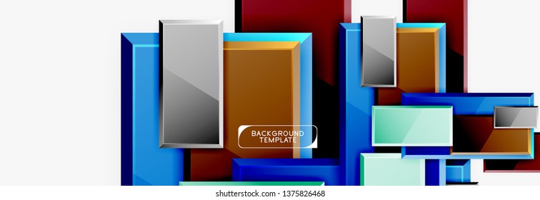 Minimal square banner abstract background, 3d modern effect