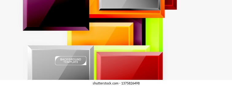 Minimal square banner abstract background, 3d modern effect