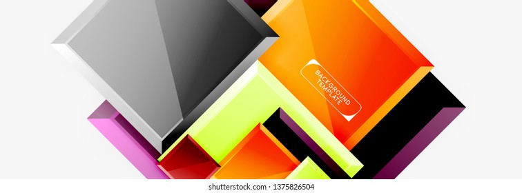 Minimal square banner abstract background, 3d modern effect