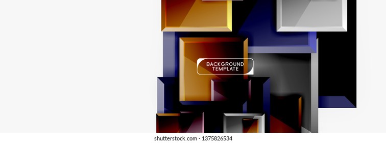 Minimal square banner abstract background, 3d modern effect