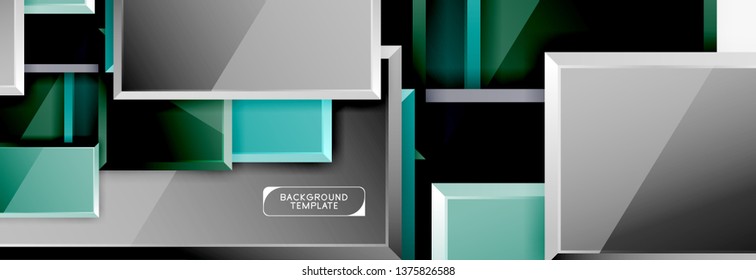 Minimal square banner abstract background, 3d modern effect