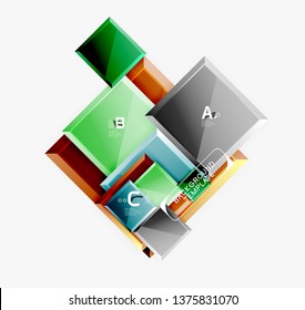 Minimal square banner abstract background, 3d modern effect
