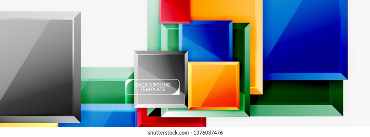 Minimal square banner abstract background, 3d modern effect