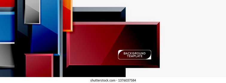 Minimal square banner abstract background, 3d modern effect