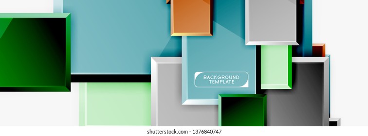 Minimal square banner abstract background, 3d modern effect