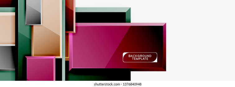 Minimal square banner abstract background, 3d modern effect
