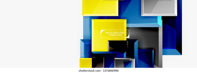 Minimal square banner abstract background, 3d modern effect