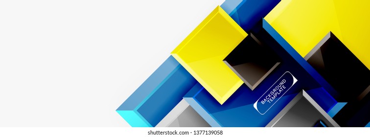 Minimal square banner abstract background, 3d modern effect