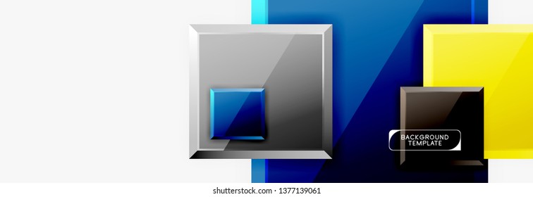 Minimal square banner abstract background, 3d modern effect