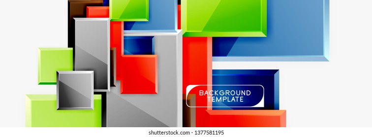 Minimal square banner abstract background, 3d modern effect