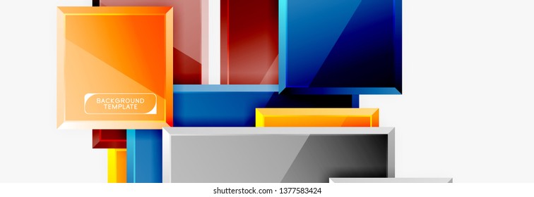 Minimal square banner abstract background, 3d modern effect